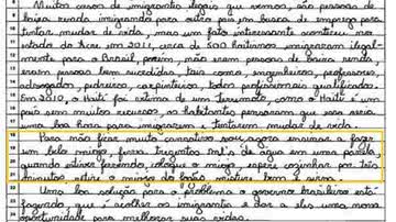 Imagem Garoto escreve receita de miojo para testar correção do ENEM