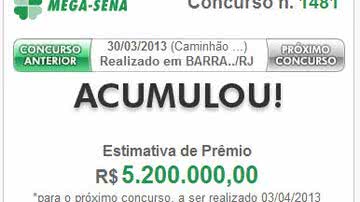 Imagem Mega-Sena acumula e prêmio chega a R$ 5.2 milhões