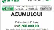 Imagem Mega-Sena acumula e prêmio chega a R$ 5.2 milhões