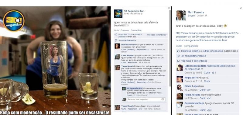 Imagem Internautas criticam 30 Segundos Bar após piada com gorda no Facebook