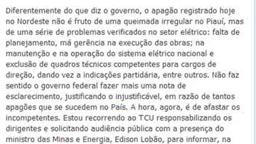 Imagem Apagão: Imbassahy chama Dilma de incompetente