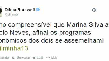 Imagem Dilma sobre aliança Aécio e Marina: eles representam o retrocesso