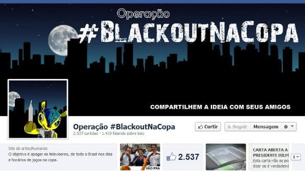 Imagem Página em rede social convoca internautas para fazerem um blecaute na Copa