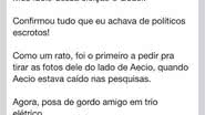 Imagem  Músico compara Geddel a rato. "Político escroto", dispara Manno Goes