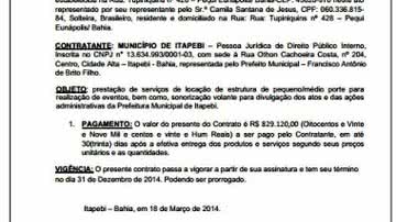 Imagem Itapebi: prefeito gasta R$ 830 mil com festas e propaganda do governo