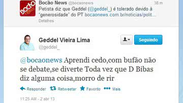 Imagem Geddel x PT: "aprendi cedo, com bufão não se debate"