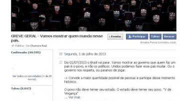 Imagem “Dia 01/07/2013 o Brasil vai parar", convocam manifestantes