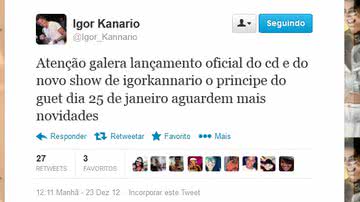Imagem "Zangado", Igor Kannário anuncia lançamento do primeiro CD solo
