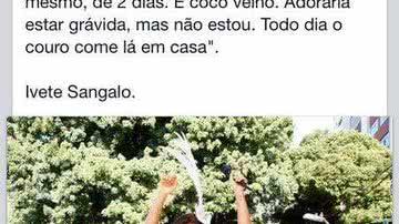 Imagem Ivete desmente gravidez: “minha barriga é prisão de ventre mesmo”