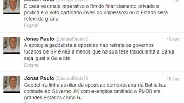 Imagem Em propaganda, Geddel critica governo Wagner; Jonas Paulo rebate