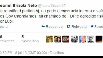 Imagem Presidente do PDT xinga e agride fisicamente vereador Brizola Neto