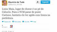 Imagem Maurício de Tude para Luiza Maia: “lugar de chorar é no pé do Caboclo”
