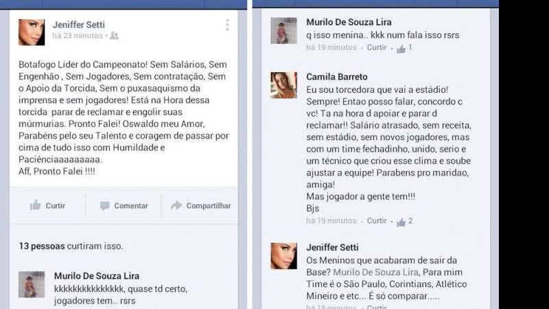 Imagem Mulher de Oswaldo de Oliveira detona o Botafogo em postagem no Facebook