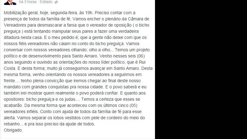 Imagem Vereadores acusam prefeito de Santo Amaro de boicotar sessões