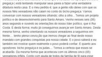 Imagem Vereadores acusam prefeito de Santo Amaro de boicotar sessões