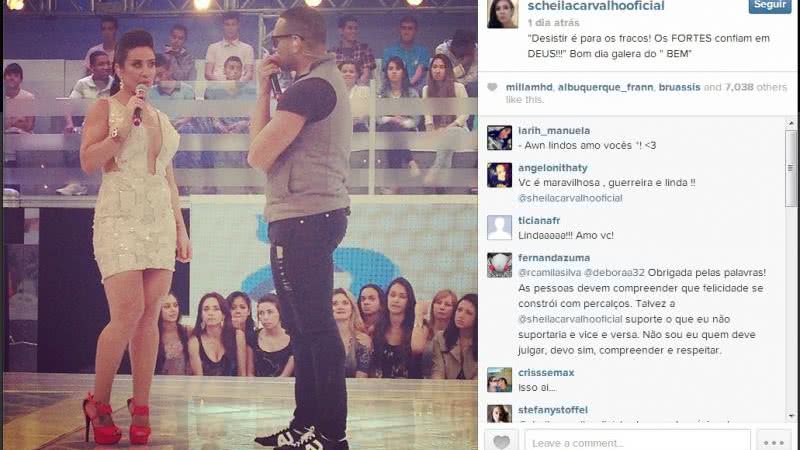 Imagem Scheila posta foto com marido e diz: "desistir é para os fracos"