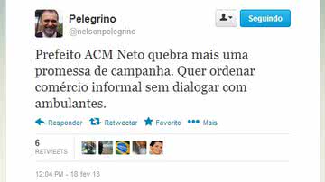 Imagem Pelegrino não esquece derrota e cutuca ACM Neto