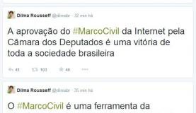 Imagem Pelo Twitter, Dilma comemora Marco Civil na internet