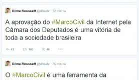Imagem Pelo Twitter, Dilma comemora Marco Civil na internet