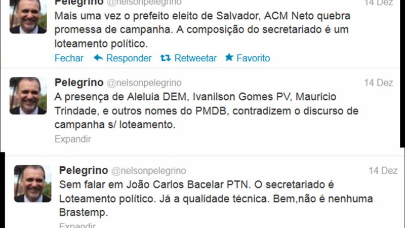 Imagem Pelegrino dá ‘palpite’ na administração de ACM Neto