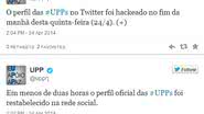 Imagem Perfil de UPPs no Twitter é hackeado com textos sobre dançarino