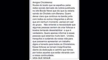 Imagem Em post, Wadinho nega saída do Chiclete: Vida que segue