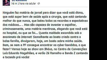 Imagem Zé Ramalho não morreu. Músico criticou boatos de morte em redes sociais