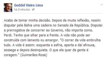 Imagem Em redes sociais, Neto, Jutahy e Geddel comemoram união das oposições
