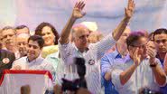 Imagem PT tenta barrar imagem de ACM Neto ao lado de Souto e Geddel 
