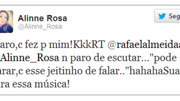 Imagem Separados, Alinne Rosa e Rafael Almeida trocam mensagens no Twitter