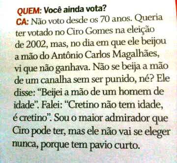Imagem Chico Anysio chama ACM de canalha e cretino