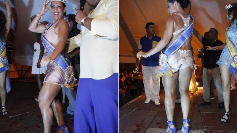 Imagem Scheila Carvalho mostra demais durante coroação no Rio