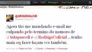 Imagem Ariadna nega ser pivô da separação de Rodrigo e Talula?