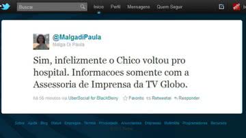 Imagem Humorista  Chico Anysio volta para o hospital