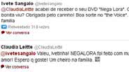 Imagem Ivete deseja boa sorte a Cláudia Leitte no Twitter