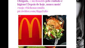Imagem Atriz encontra bicho em lanche da McDonald's