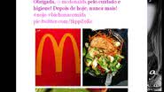 Imagem Atriz encontra bicho em lanche da McDonald's