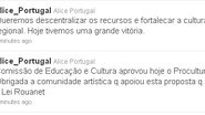Imagem Alice Portugal comemora aprovação