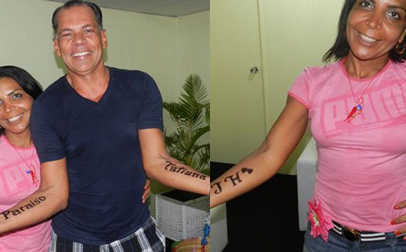 Imagem João Henrique tatua o nome da amada nos braços