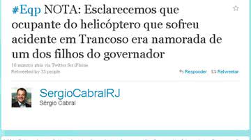 Imagem Nora de Sérgio Cabral é vítima de desastre aéreo