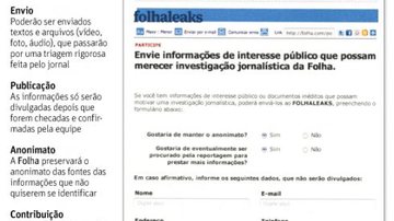 Imagem Folha lança site para receber informações de fontes anônimas