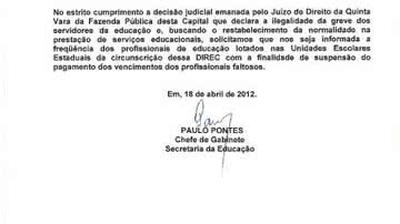 Imagem Diretores são pressionados a informar nomes dos professores em greve