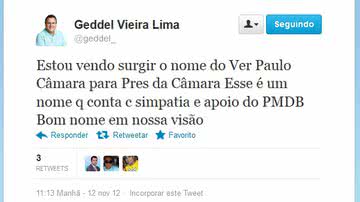 Imagem PMDB anuncia apoio a tucano para presidência da Câmara Municipal