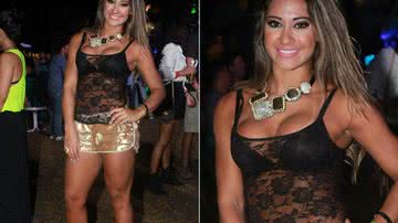 Imagem Mayra Cardi vai de blusa transparente e shortinho para show