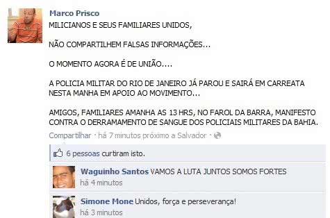 Imagem Grevistas convocam famílias de PMs para protesto na AL-BA