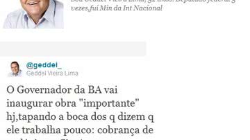 Imagem Geddel provoca Jaques Wagner no twitter