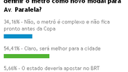 Imagem População aprova metrô na Paralela