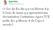 Imagem Geddel ataca novamente no Twitter