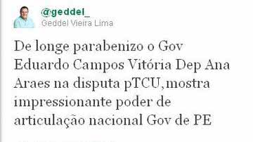 Imagem Geddel parabeniza Eduardo Campos