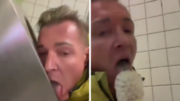 Imagem VÍDEO: Candidato na Alemanha é expulso após lamber vaso e escova de banheiro público; assista